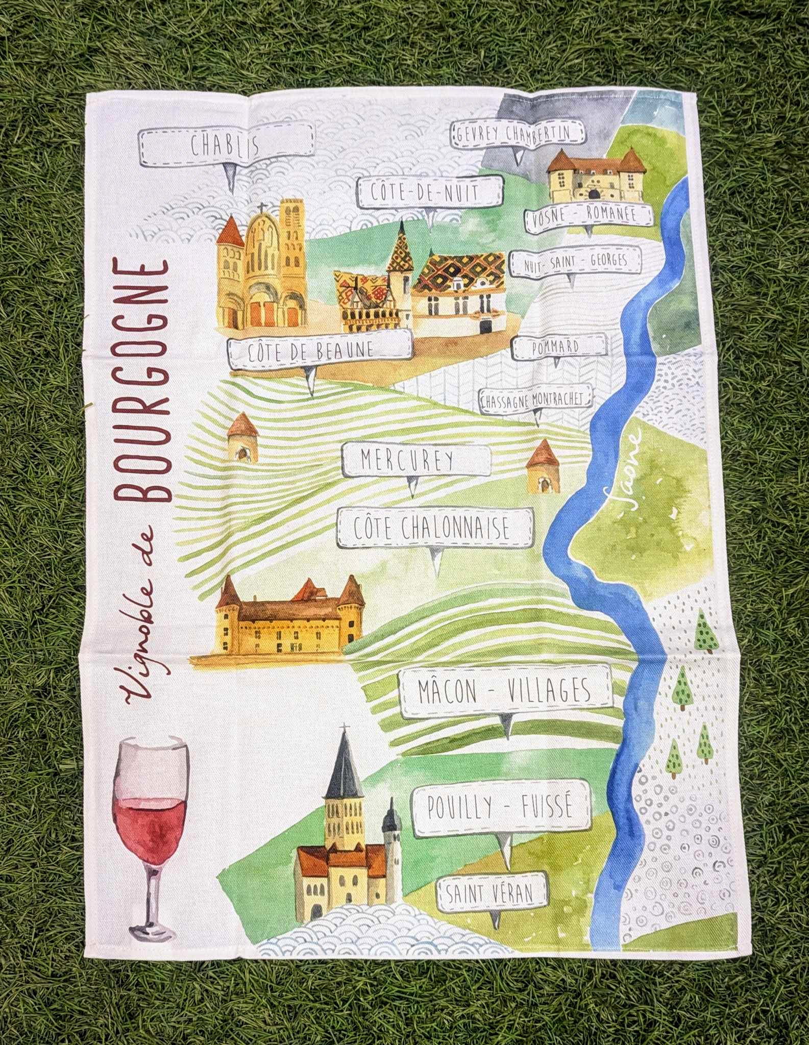 Linge à vaisselle 100% coton - Vignoble de Bourgogne